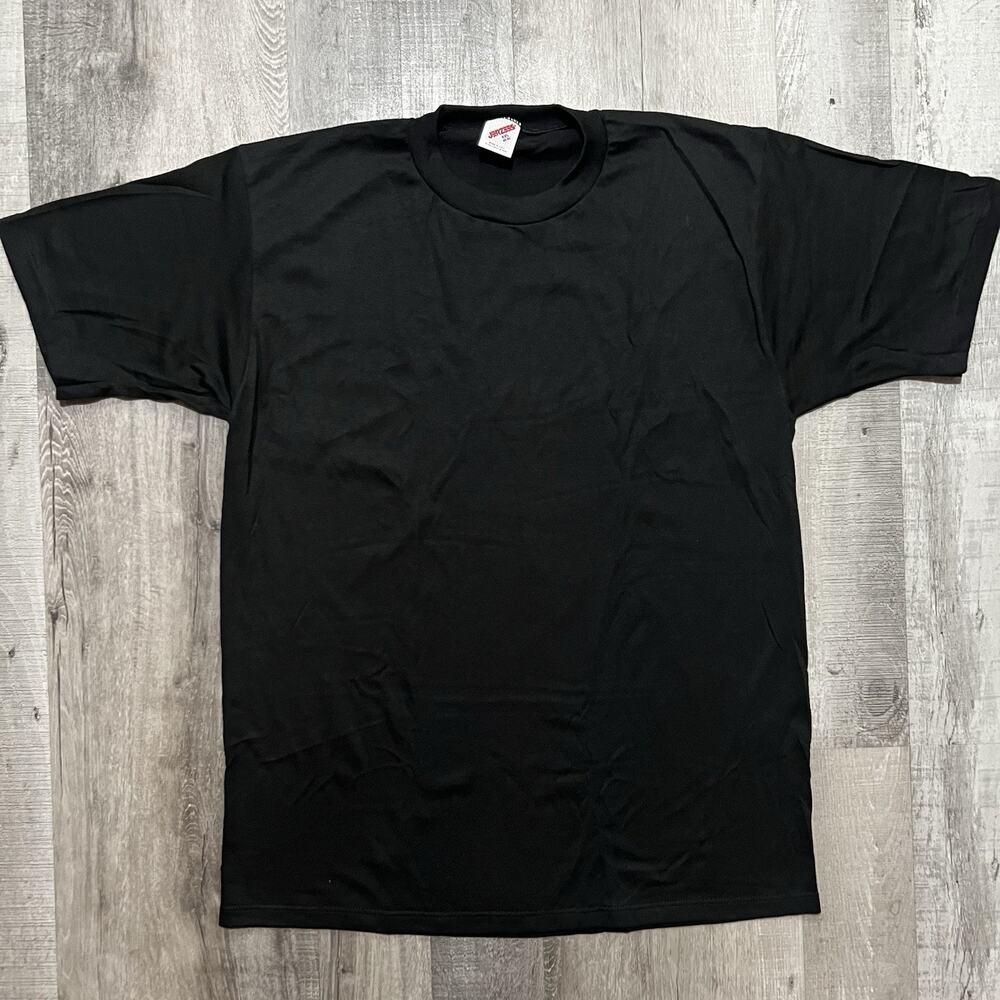 VTG Jerzees Blank Black Solid Essential 2XL USA Single Stitch Mens Cotton Blend